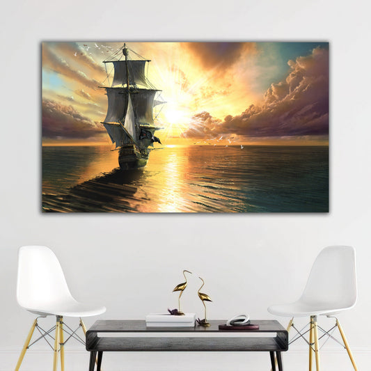 ship canvas painting, pirate ship painting, sailing painting, boating ship painting, rowing boat painting, ships canvas painting, Canvas Art