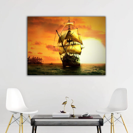 ship canvas painting, pirate ship painting, sailing painting, boating ship painting, rowing boat painting, ships canvas painting, Wall Prints