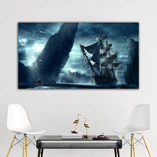 ship canvas painting, pirate ship painting, sailing painting, boating ship painting, rowing boat painting, ships canvas painting, gift