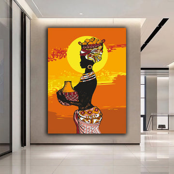 African ethnic women canvas painting , black women wall decor, WOMAN WALL ART