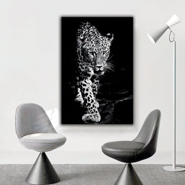 Leopard canvas painting,slat canvas painting,lion canvas painting,animal wall decor,black and white leopard canvas painting