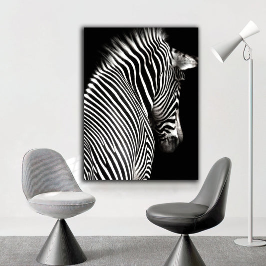 Zebra canvas painting, black and white zebra canvas painting, zebra wall decor, debra art, silver glitter textured zebra animal painting