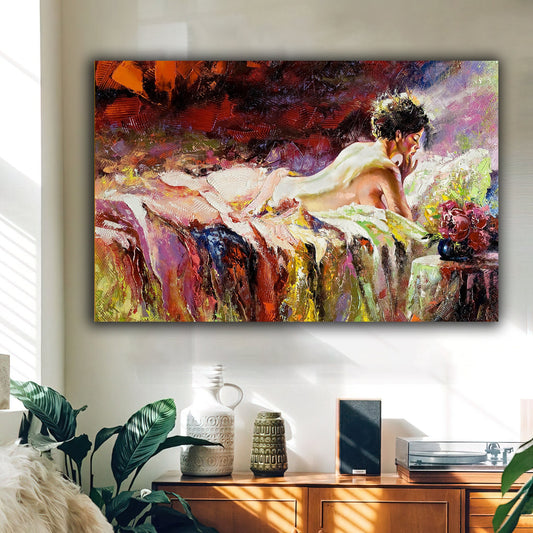 nude woman canvas painting, erotic wall decor, nude woman canvas painting, bedroom sexi woman painting Decorative Art