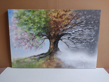 4 seasons tree canvas painting, spring, summer, autumn, winter canvas painting, tree canvas painting, tree digital printing