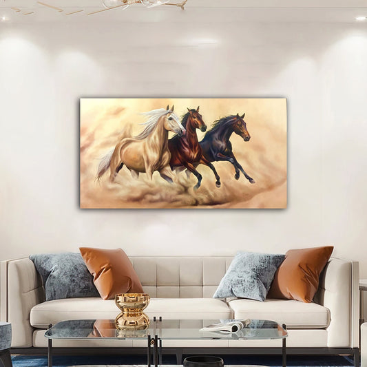 Running horse canvas painting, horse painting, black horses oil painting looking horse canvas painting