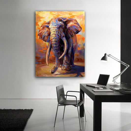 Colorful elephant canvas painting, colorful elephant wall decor, elephant canvas painting, animal canvas painting