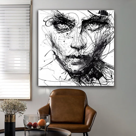 woman canvas painting, oil painting textured woman face canvas painting, paint textured painting