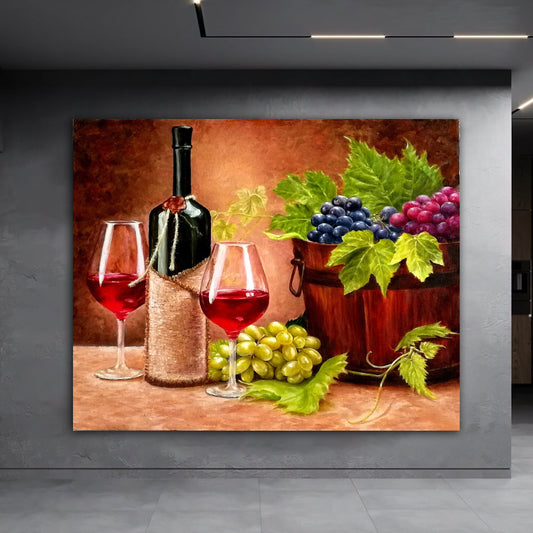 wine canvas painting, wine glass painting, alcohol wall decor, red wine canvas painting Art Exhibition