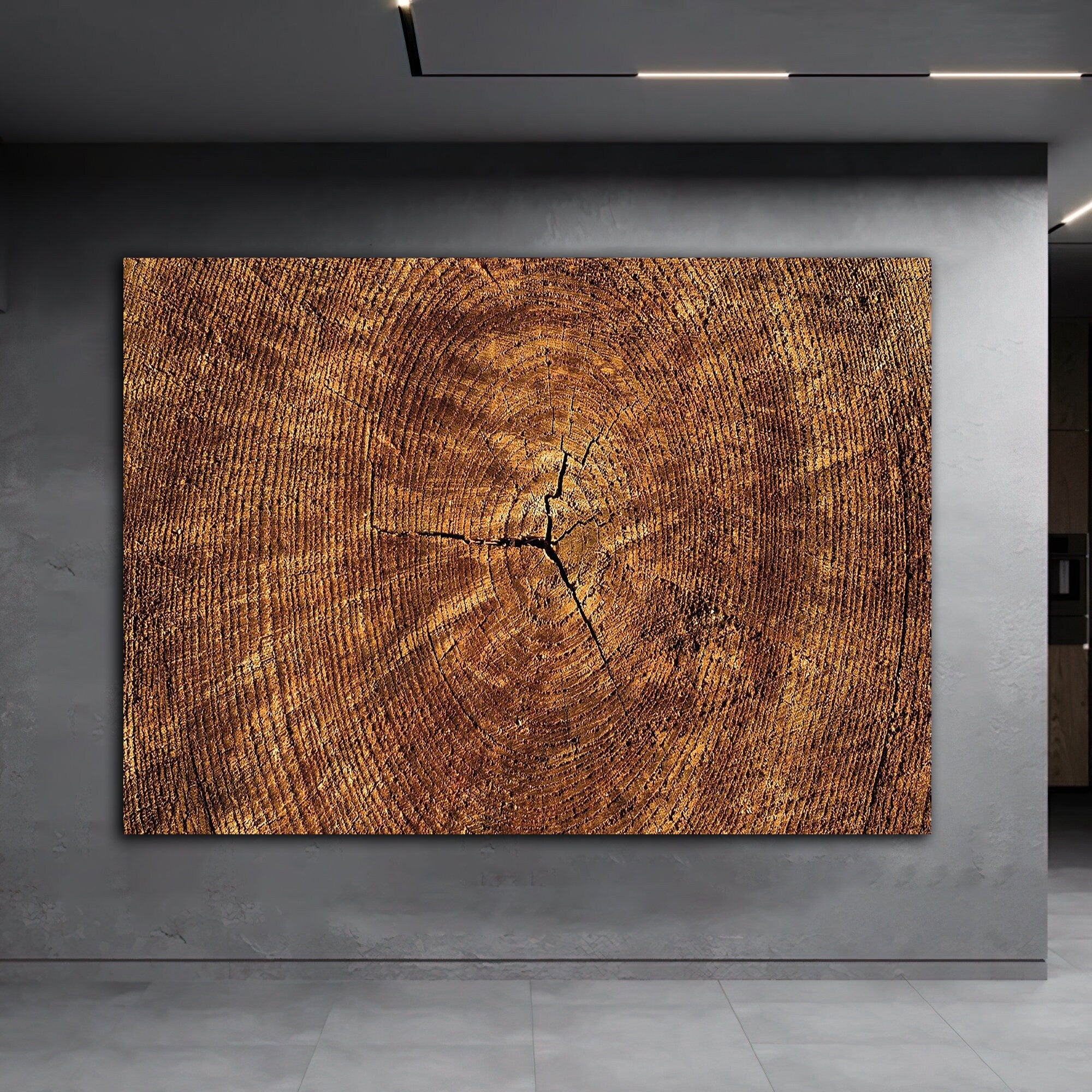 tree crack abstract canvas painting, wood look canvas painting, tree painting, cracks abstract canvas painting, wood pattern image painting Framed Art
