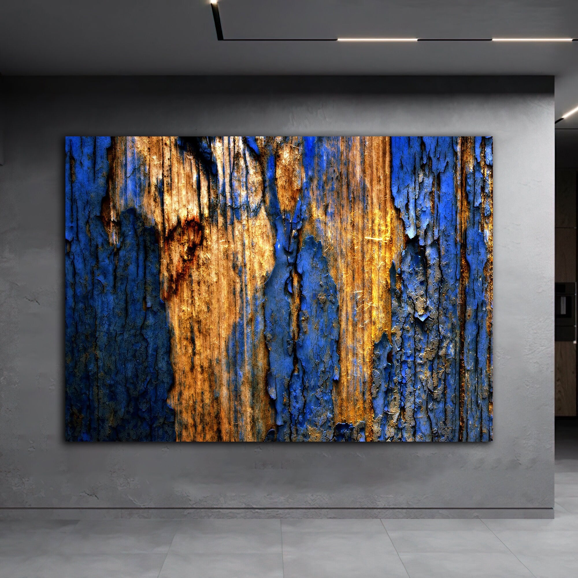 tree crack abstract canvas painting, wood look canvas painting, tree painting, cracks abstract canvas painting, wood pattern image painting Fine Art
