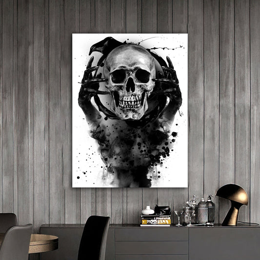 skull canvas painting, human skull canvas painting, halloween home decor, halloween canvas painting, skull home decor, skull art modern home