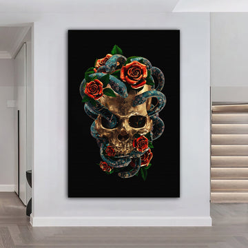 skull canvas painting, human skull canvas painting, halloween home decor, halloween canvas painting, skull home decor, skull art decor