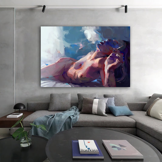 Nude Canvas Art, Woman Erotic Wall Art, Sexy Body Decor, Erotic Art Nudity, Modern Home Artwork, Nude Woman Bodyscape, nude woman canvas art modern art