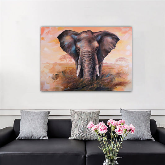 Elephant canvas painting, colorful elephant wall decor, brown elephant canvas painting, animal canvas painting Art Prints