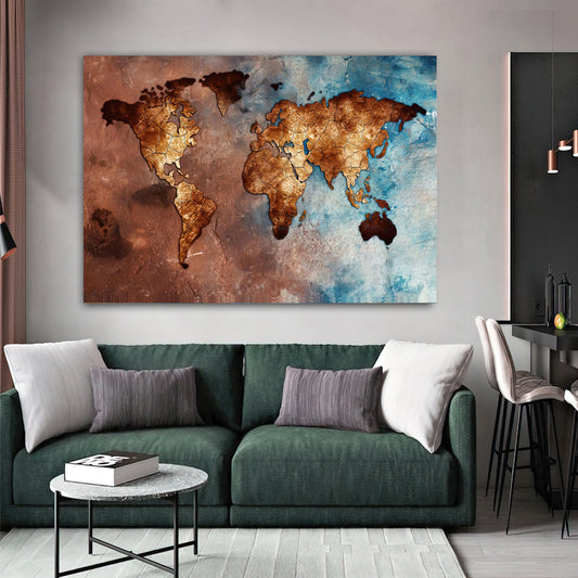 world map canvas painting, map wall decor, countries map canvas painting, artistic world map canvas painting print