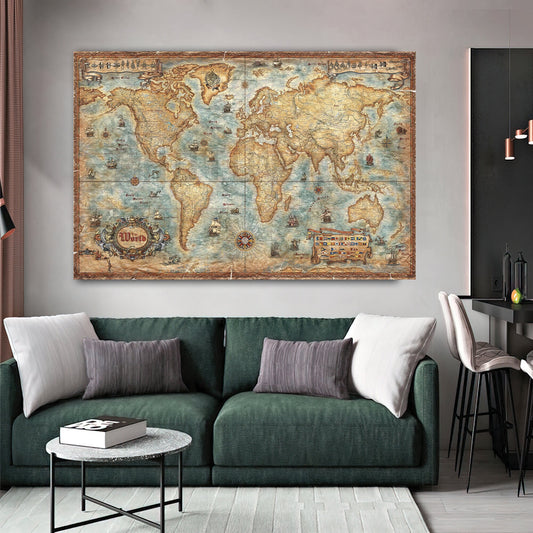 world map canvas painting, map wall decor, countries map canvas painting, artistic world map canvas painting canvas