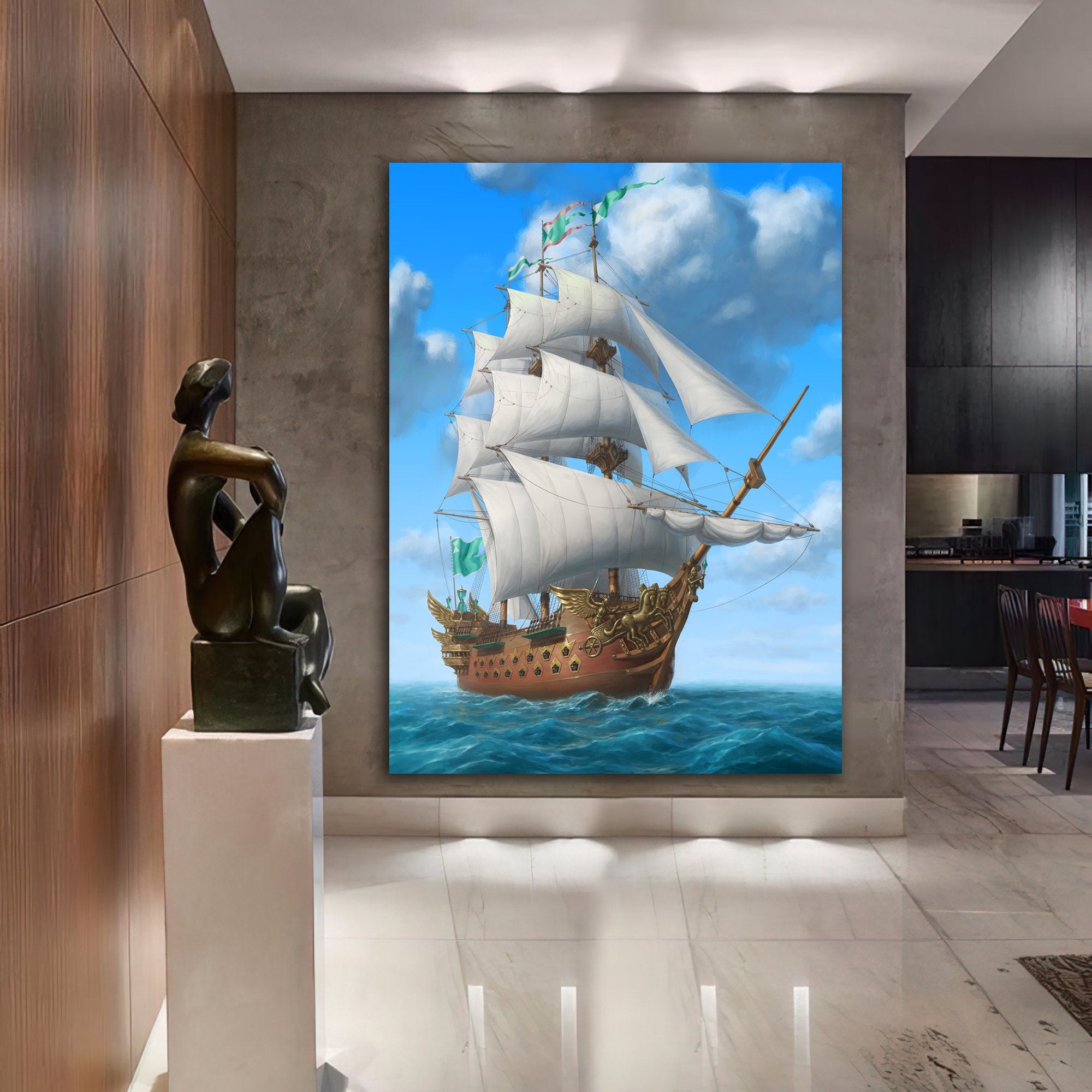 ship canvas painting, pirate ship painting, sailing painting, boating ship painting, rowing boat painting, ships canvas painting, Art Concepts