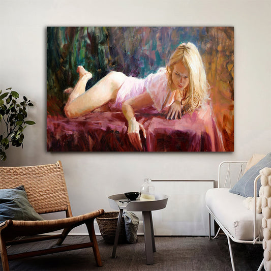 sexy woman canvas painting, nude woman wall art,erotic woman canvas painting, painting for bedroom, woman canvas painting Original Artwork