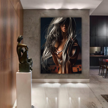 sexy graffiti woman canvas painting, fashion woman canvas painting, erotic wall art, pop art woman canvas painting