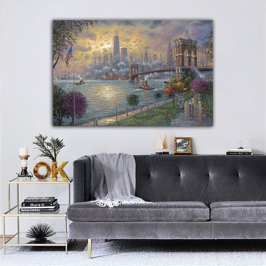 new york canvas painting, america canvas painting, new york city painting, american flag new york ,new york landscape painting