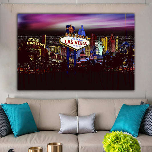 las vegas canvas painting, casino city canvas painting, america lasvegas wall art Canvas Art