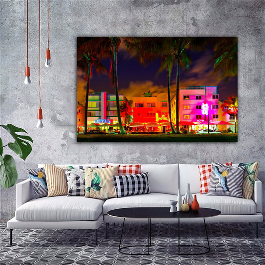 miami canvas painting, miami beach canvas painting, america canvas painting, miami beach landscape painting modern art