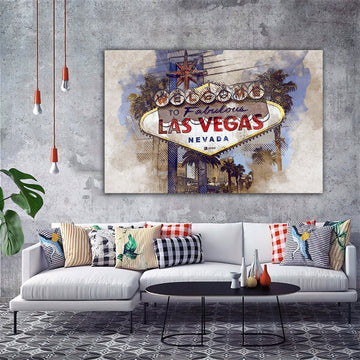 las vegas canvas painting, casino city canvas painting, america lasvegas wall art modern art