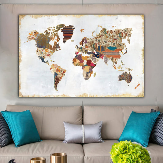 COLORFUL world map canvas painting, map wall decor, countries map canvas painting, artistic world map canvas painting Art Concepts