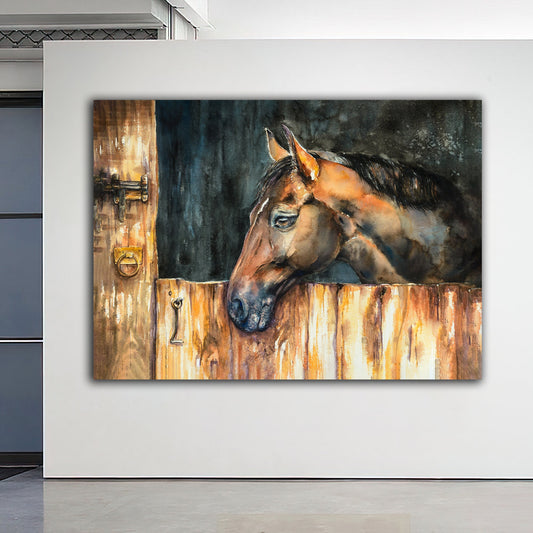 Brown horse canvas painting, gold glitter textured horse canvas painting, horse wall decor, horse wall art, horses