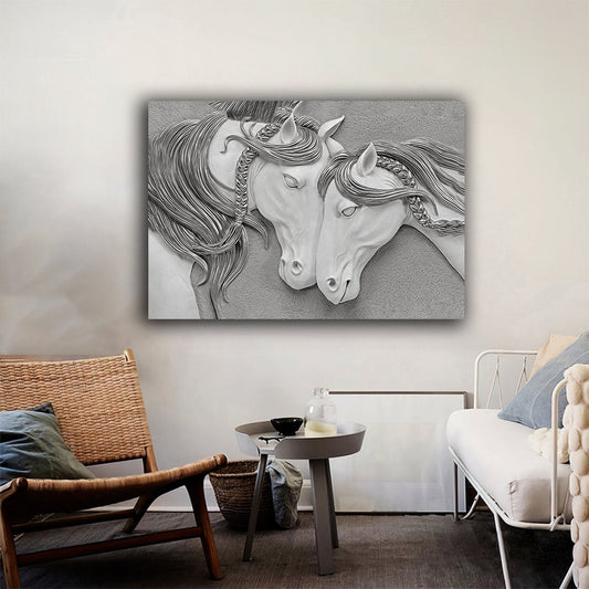 White horse canvas painting,silver glitter textured horse canvas painting, horse wall decor, horse wall art, horses