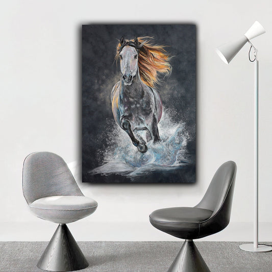 Running horse canvas painting, horse painting, oil painting looking horse canvas painting