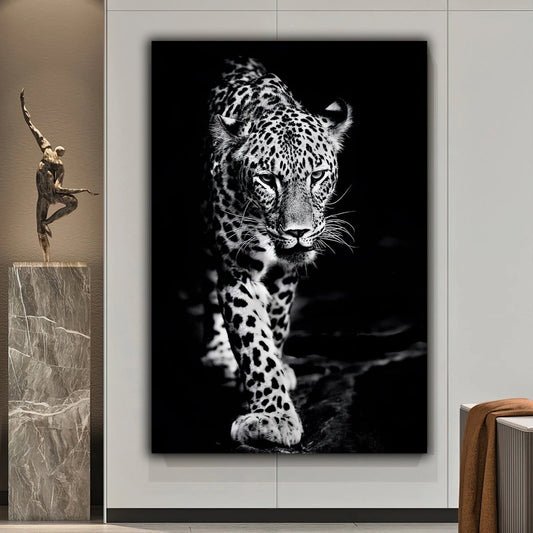 Leopard canvas painting,slat canvas painting,lion canvas painting,animal wall decor,black and white leopard canvas painting