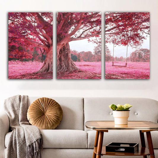 sakura tree canvas painting, Pink Tree  Wall Art Tree Wall Decor  Painting Pink Tree Canvas Nature Print Nature Wall Art