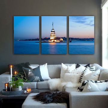 istanbul maiden's tower canvas painting, istanbul painting, maiden's tower wall art