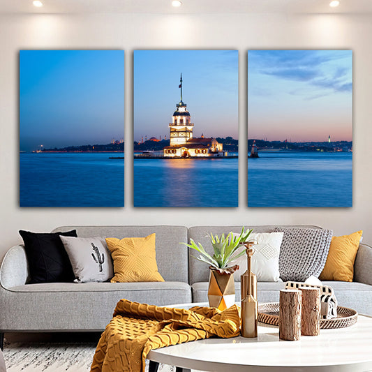 istanbul maiden's tower canvas painting, istanbul painting, maiden's tower wall art