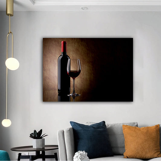 wine canvas painting, wine glass painting, alcohol wall decor, red wine canvas painting