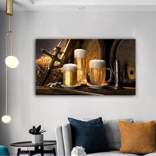 Beer Canvas Art, Bar Wall Decor, Beer Print, Kitchen Wall Decor, Man Cave Decor, Restaurant Decor Beer Wall Art  Beer Photo