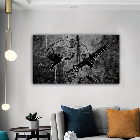 guitar canvas painting, musical instrument painting, oil painting textured painting, electric guitar canvas painting