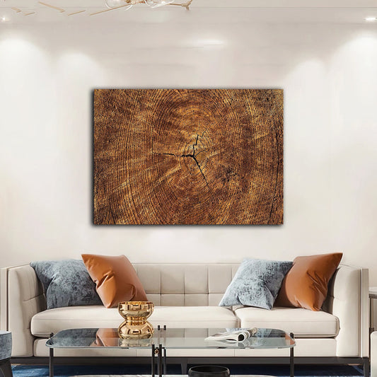 tree crack abstract canvas painting, wood look canvas painting, tree painting, cracks abstract canvas painting, wood pattern image painting Framed Art