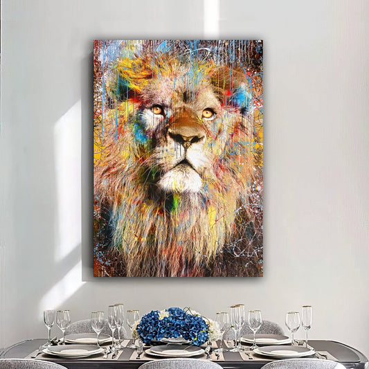 Lion canvas painting,lion head wall decor,brown lion painting,animal wall decor Wall Art