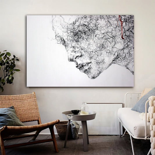 woman canvas painting, abstract woman painting, woman painting with drawings Art for Sale