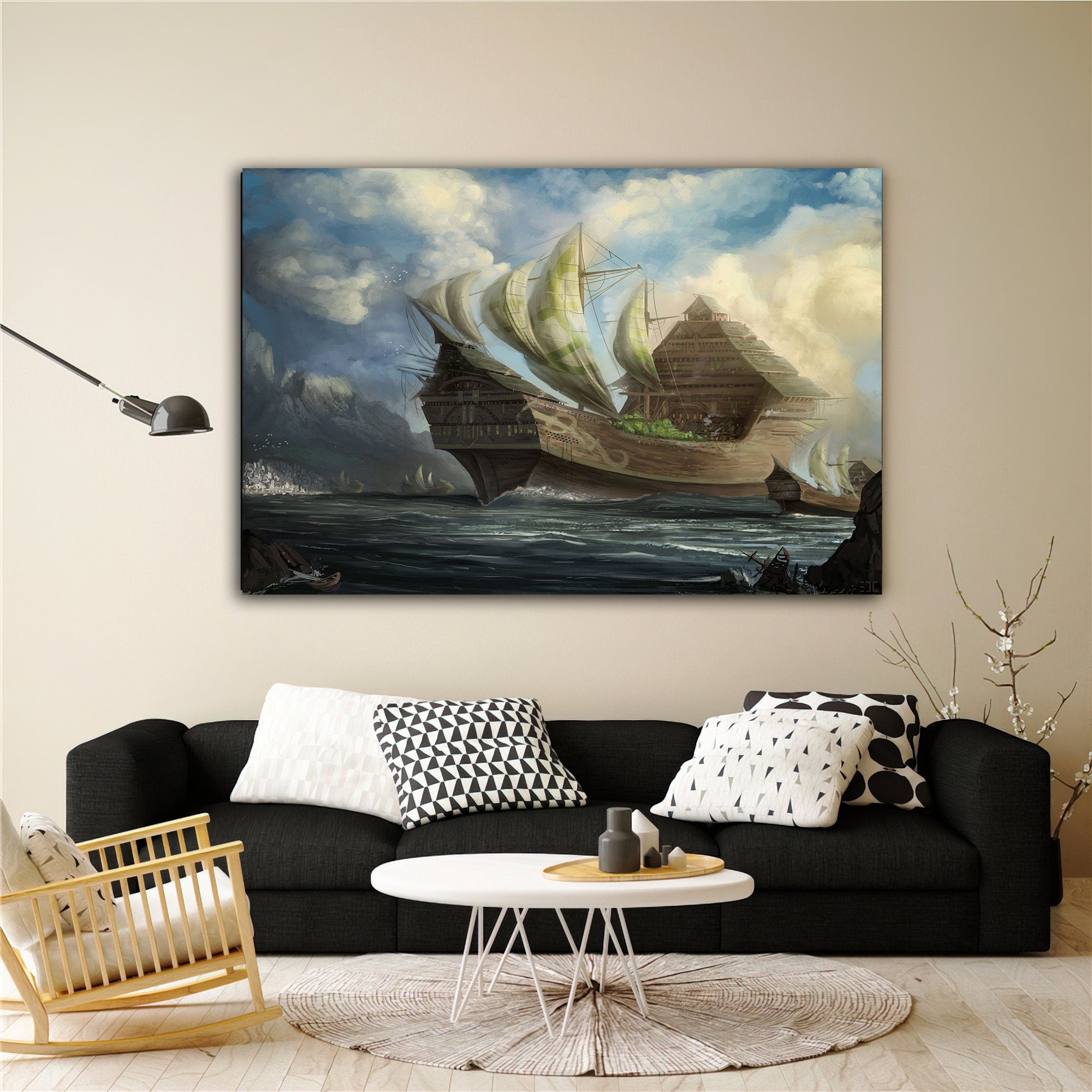 ship canvas painting, pirate ship painting, sailing painting, boating ship painting, rowing boat painting, ships canvas painting, Art for Sale