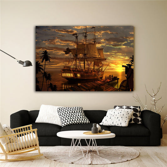 ship canvas painting, pirate ship painting, sailing painting, boating ship painting, rowing boat painting, ships canvas painting, Art Prints