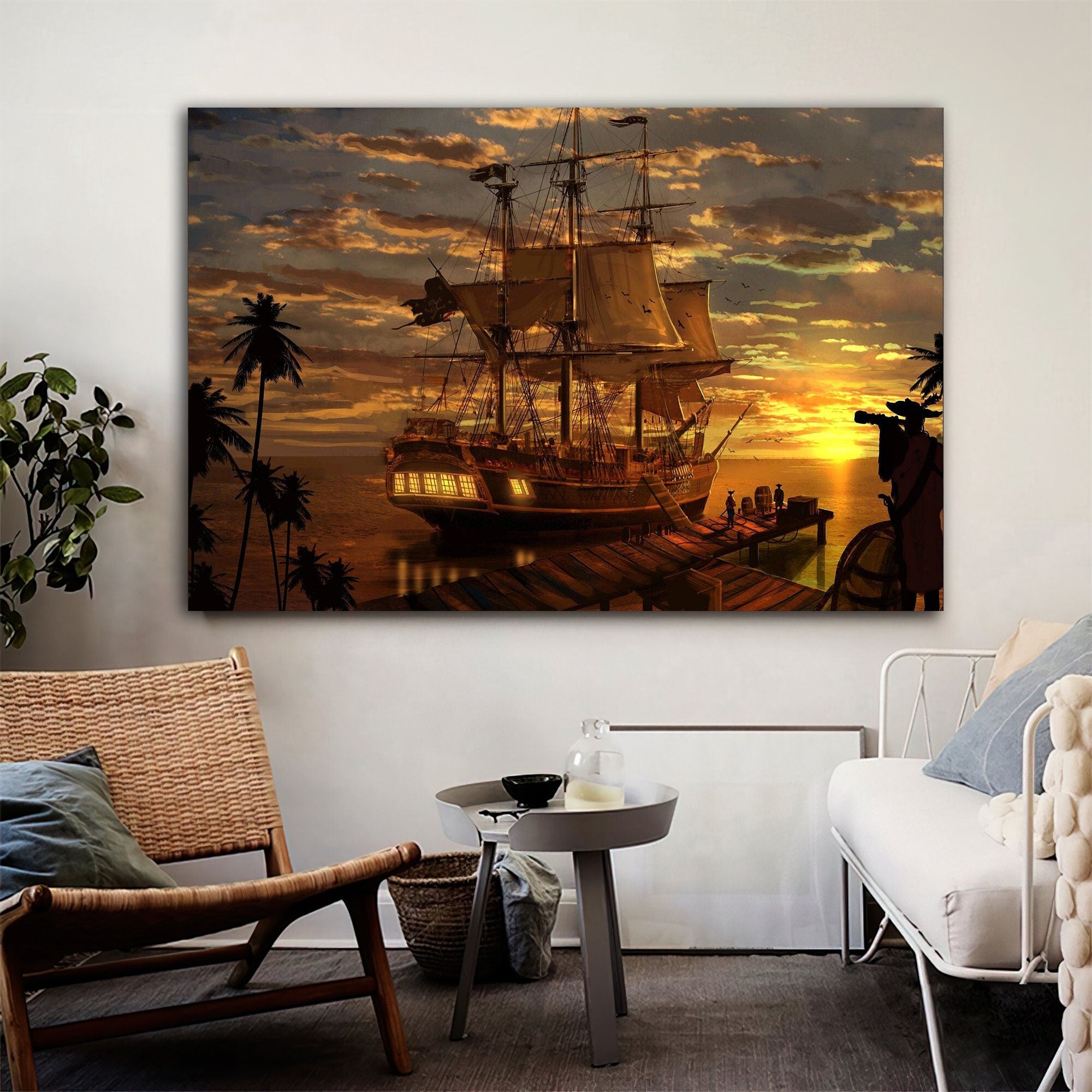 ship canvas painting, pirate ship painting, sailing painting, boating ship painting, rowing boat painting, ships canvas painting, Art Prints