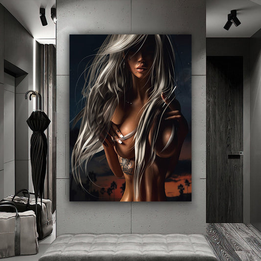 sexy graffiti woman canvas painting, fashion woman canvas painting, erotic wall art, pop art woman canvas painting