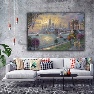 new york canvas painting, america canvas painting, new york city painting, american flag new york ,new york landscape painting