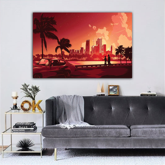 miami canvas painting, miami beach canvas painting, america canvas painting, miami beach landscape painting