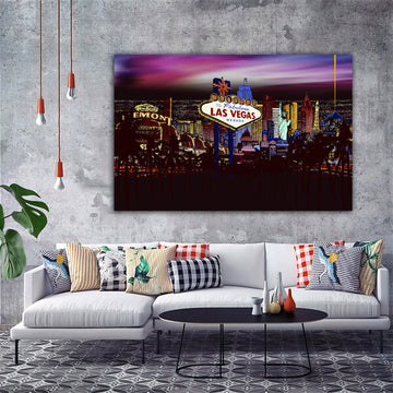 las vegas canvas painting, casino city canvas painting, america lasvegas wall art Canvas Art