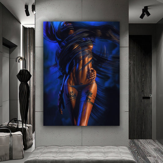 sexy graffiti woman canvas painting, fashion woman canvas painting, erotic wall art, pop art woman canvas painting Decorative Art