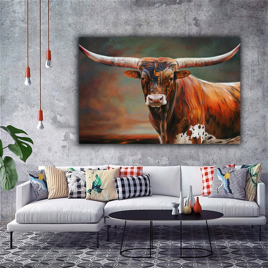 Bull canvas painting, animal painting, BULL CANVAS PRİNT